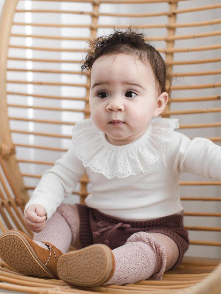 Body branco com gola franzida peça única BROOKE por atacado de OLIVE & CRADLE