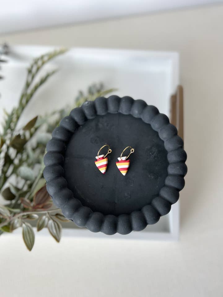 Red/White/Yellow Striped Arrowhead Hoops, Mini for wholesale by Sincerely, Abi