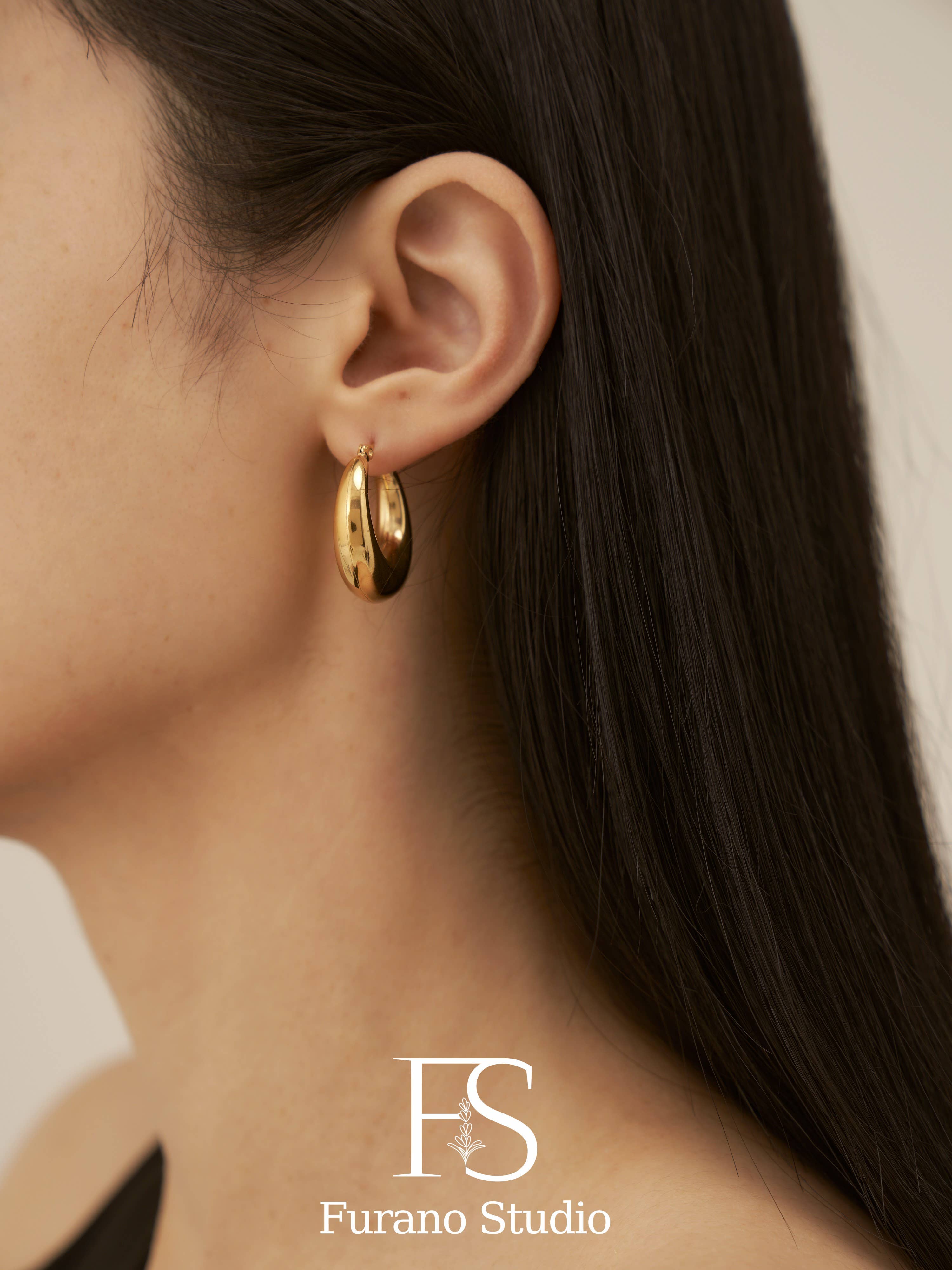 Furano Studio - Wholesale Dangle Earrings - 18k Gold Hoop Earrings; Dangle Drop Earring7