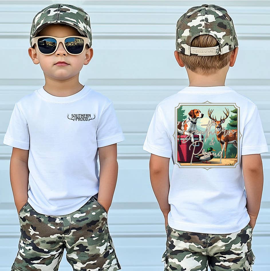Blazing Oaks Clothing Company - Vente T-shirt sérigraphié – enfant - Chemise de chasse à manches courtes Southern & Proud