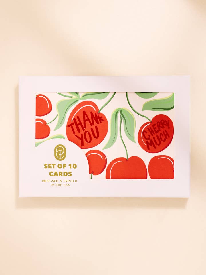 Grazie Ciliegia Molto Carta Piegata con Stampa a Caldo 4 Bar - Set di 10 per la vendita all'ingrosso da parte di One & Only Paper