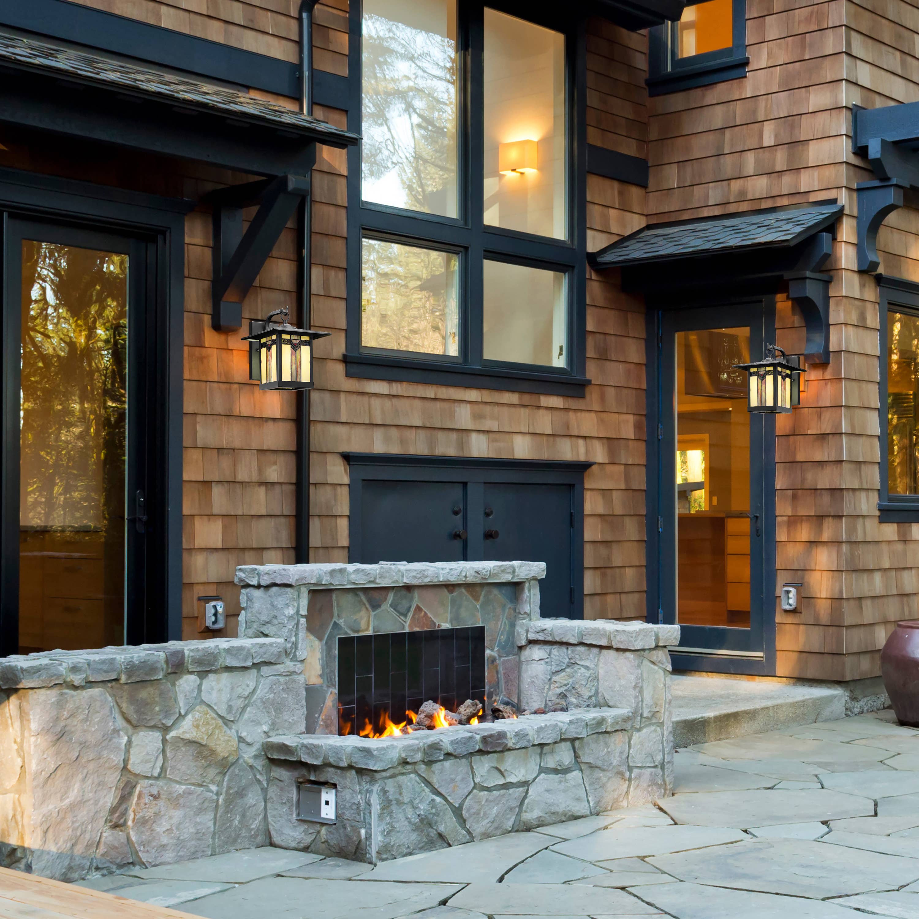 River of Goods - Wholesale Outdoor/Lawn Light - 11.75"H Louis Green Stained Glass Outdoor Light Fixture3