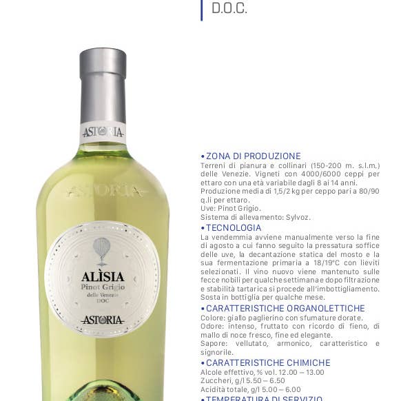 Metina SAS - Wholesale White Wine - Pinot Grigio Alìsia Veneto IGT Astoria The Classics 75 cl.3
