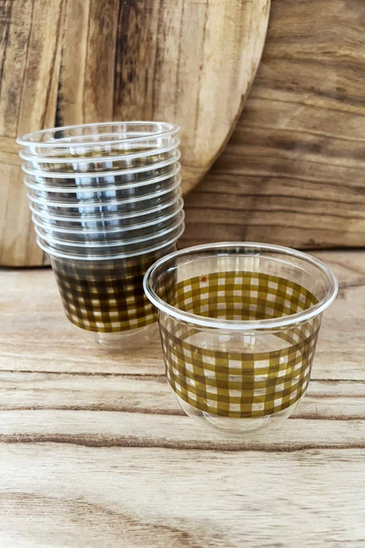 maaterra - Wholesale Disposable Cup - Beautifully Designed Compostable Cups | Moss Gingham1