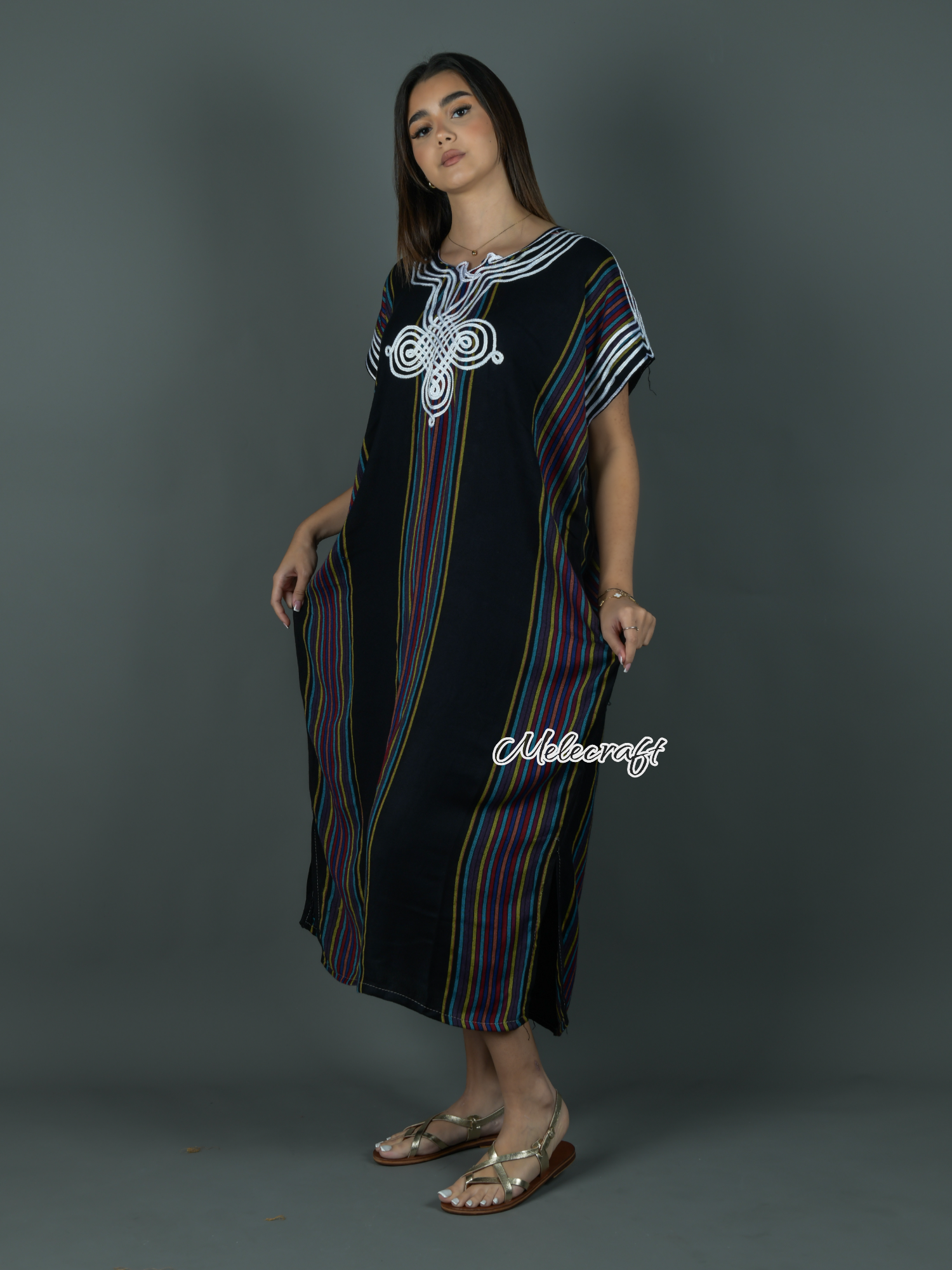 Melecraft - Wholesale Kaftan - Women's - Moroccan Striped Kaftan Dress for Women - Handmade Gandoura12