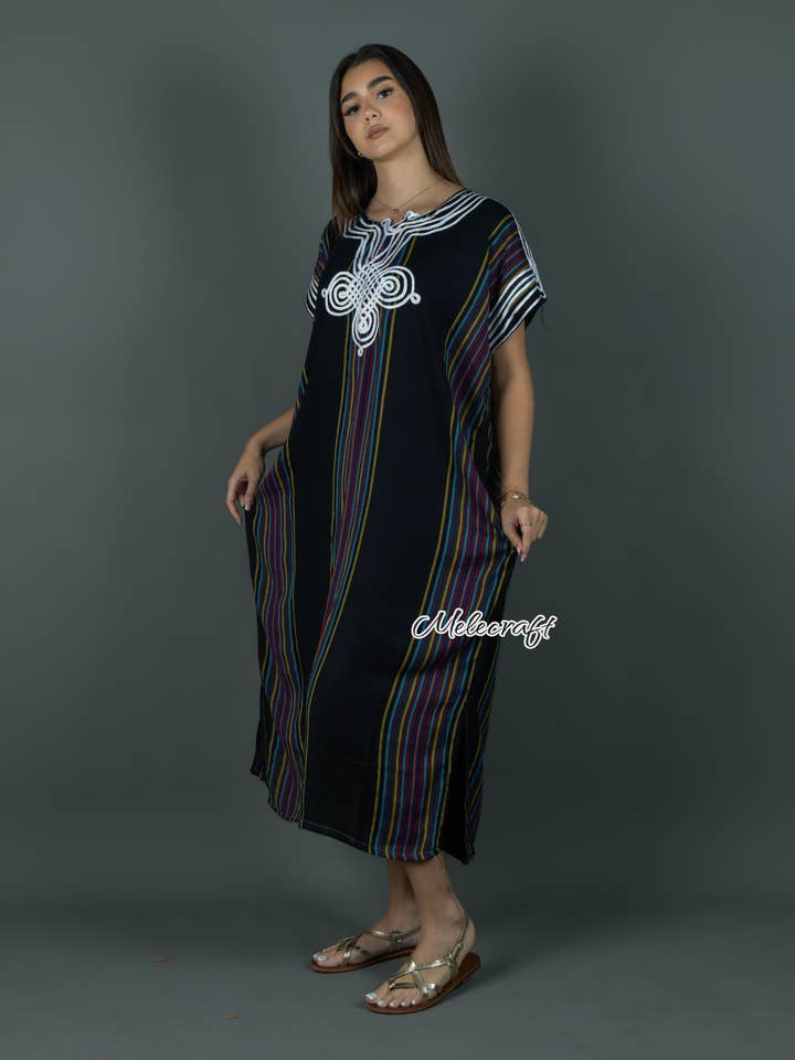 Melecraft - Wholesale Kaftan - Women's - Moroccan Striped Kaftan Dress for Women - Handmade Gandoura12