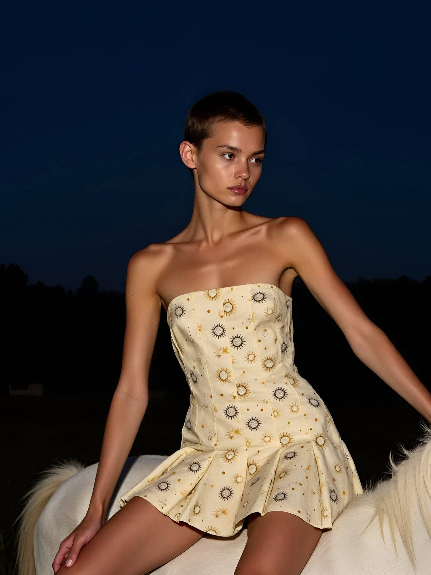 CARMEN SAYS - Vendita all'ingrosso Vestito - Donna - Abito Mini con Stampa del Sistema Solare Priest2