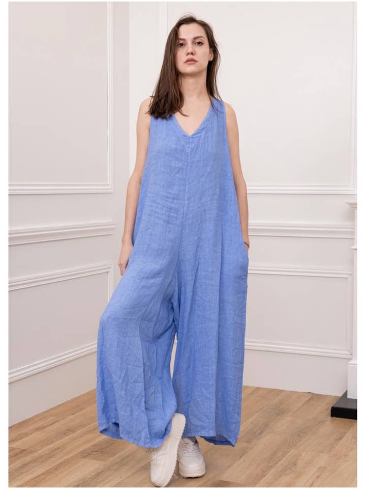 LINEN & COTTON HOUSE - Wholesale Dress - Women's - LINEN COMBI DRESS. 4102SPRING SUMMER CLOTHING