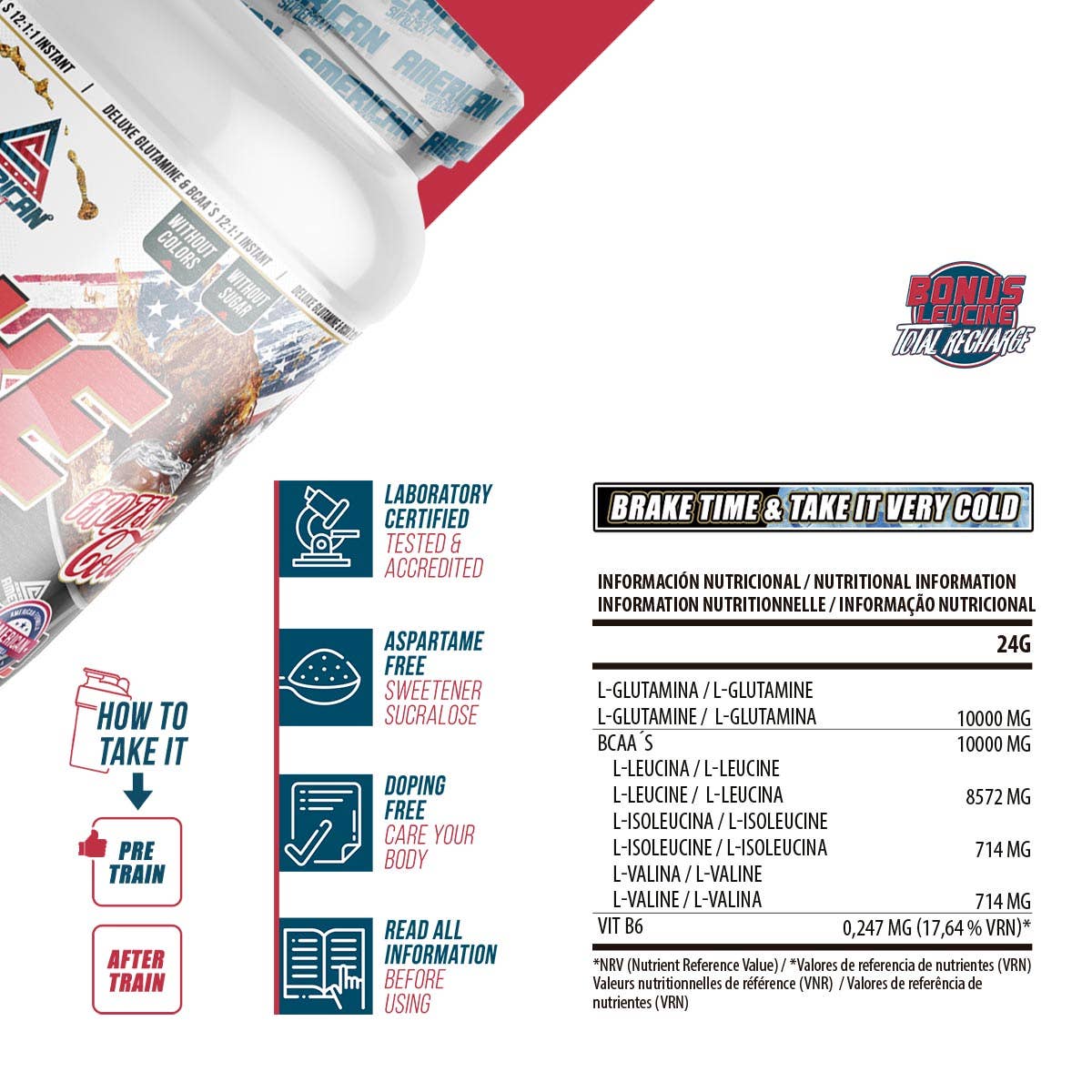 AMERICAN SUPLEMENT S.L. - Wholesale Oral Supplement/Vitamin - American Supplement | Bcaa's with Deluxe Glutamine 300 g5