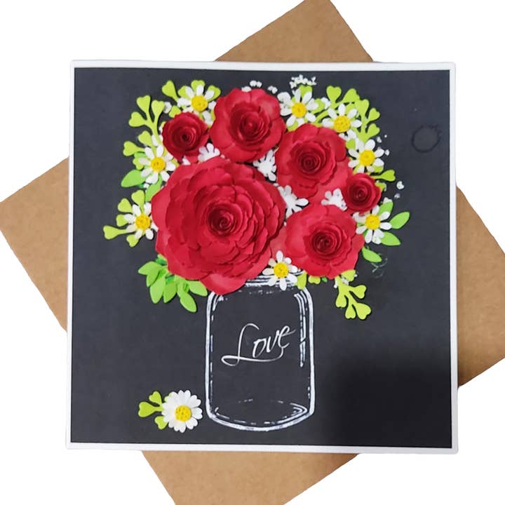 3D bukett, Rose Card, Födelsedagskort, Alla tillfällen kort för wholesale av Loving Nature