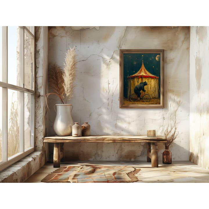 Salty Alyce - Wholesale Art Print - Circus Bear On Bicycle Wall Decor 118AS