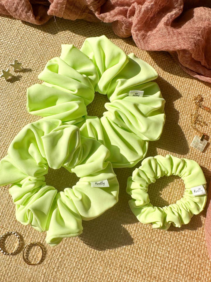 Pastel Lime Activewear Scrunchies for wholesale by Knotty But Sweet