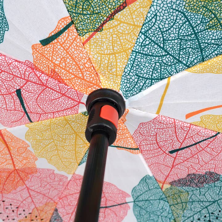 Selini New York - Wholesale Umbrella - Women's - Multi Color Leaves Double Layer Inverted Umbrella
