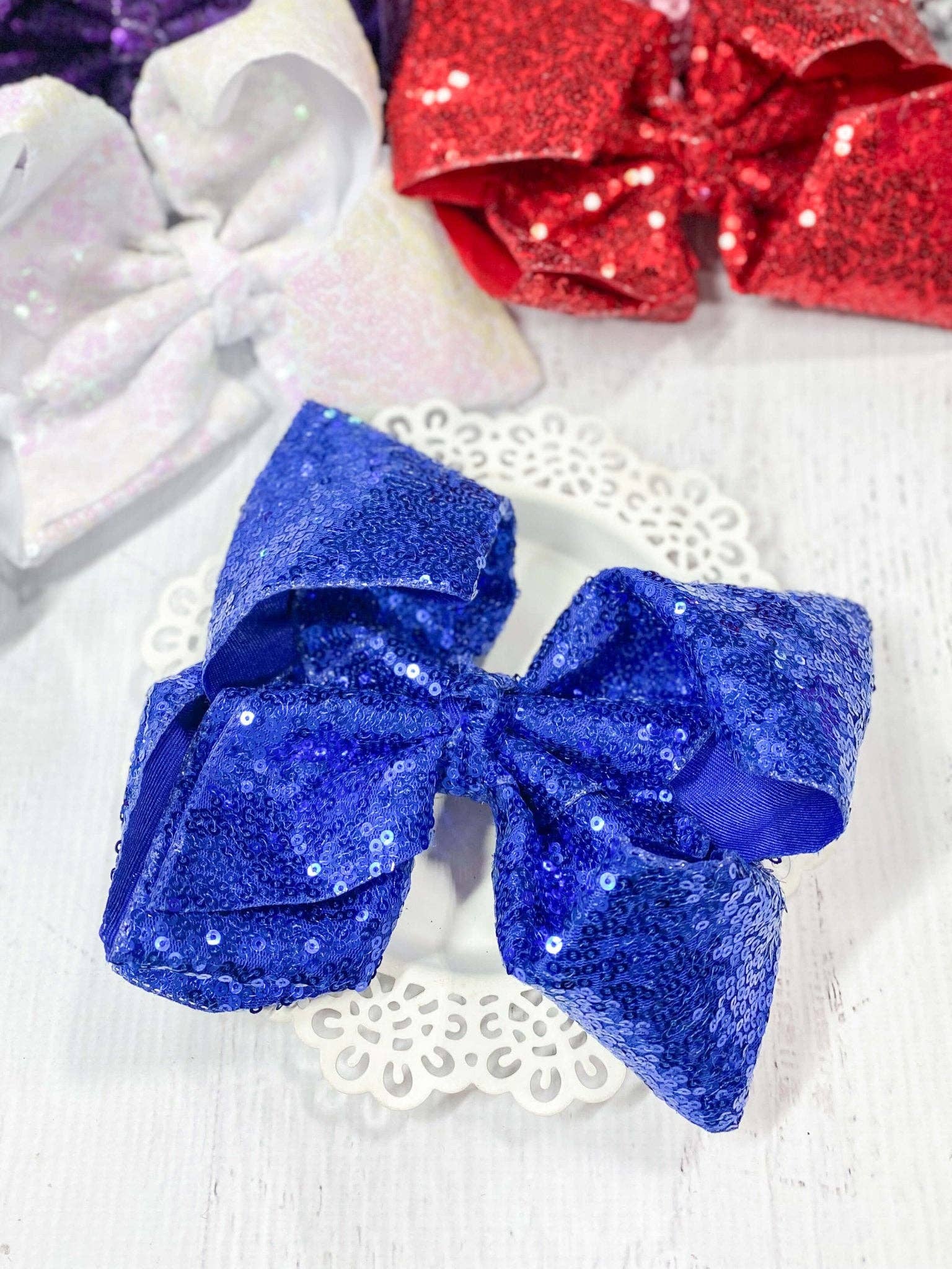 The Hair Bow Company - Wholesale Hair Bow - Kids - Sequin Texas Size Hair Bows - Alligator Clip - 6.5"4