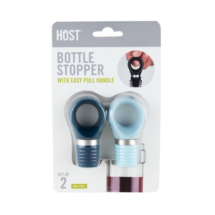 HOST - Wholesale Wine Stopper - Airtight Bottle Stoppers - Assorted Colors - Set of 2