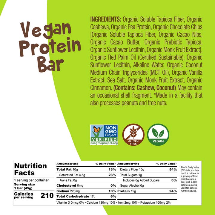 Bhu Foods - Wholesale Snack Bar - FIT Vegan Protein Bar - Superfood Chocolate Chip Cookie Dough (12 bars)3
