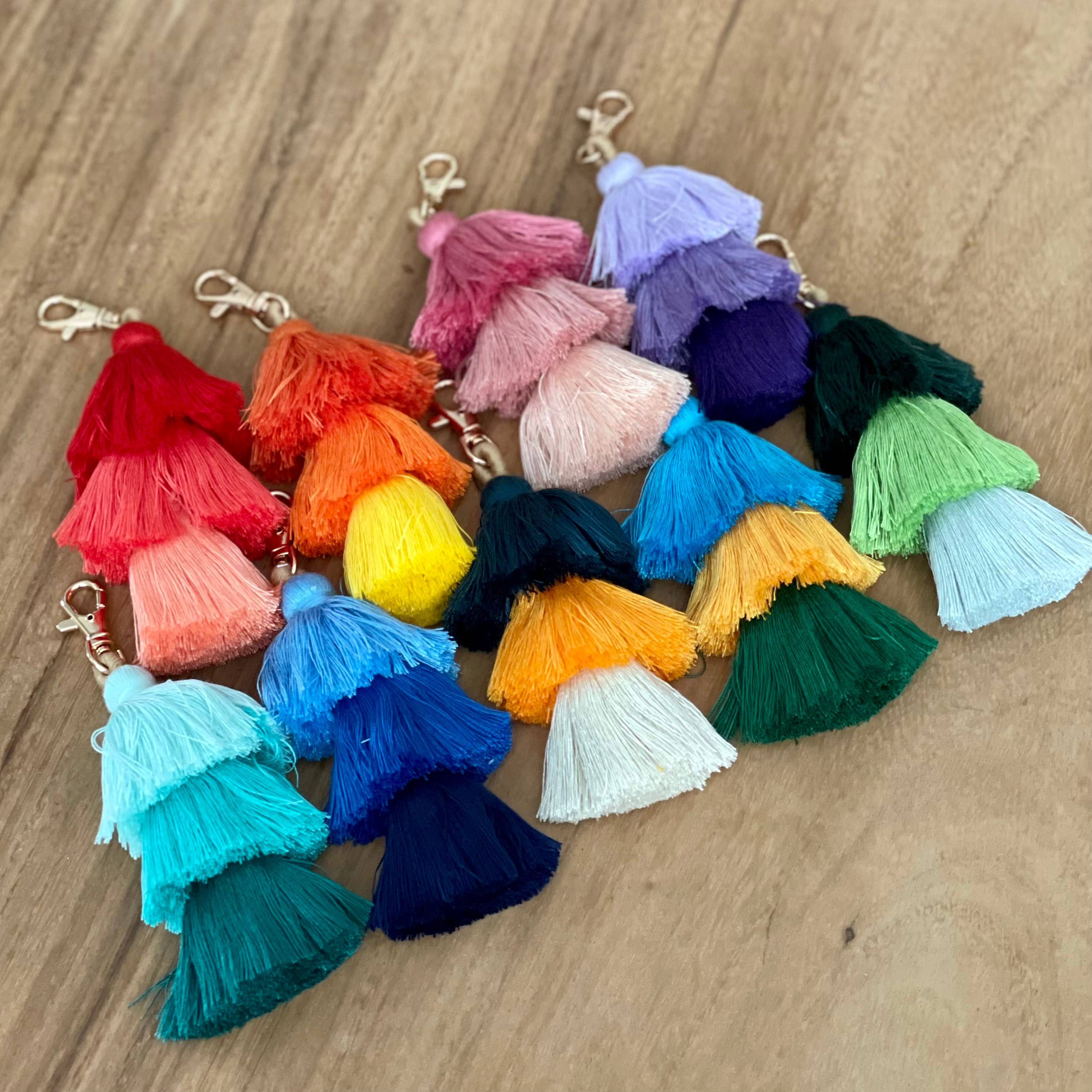 Palmy Pineapple - Wholesale Keychain - Women's - 3 Tiered Large Ombre Tassel with Clasp8