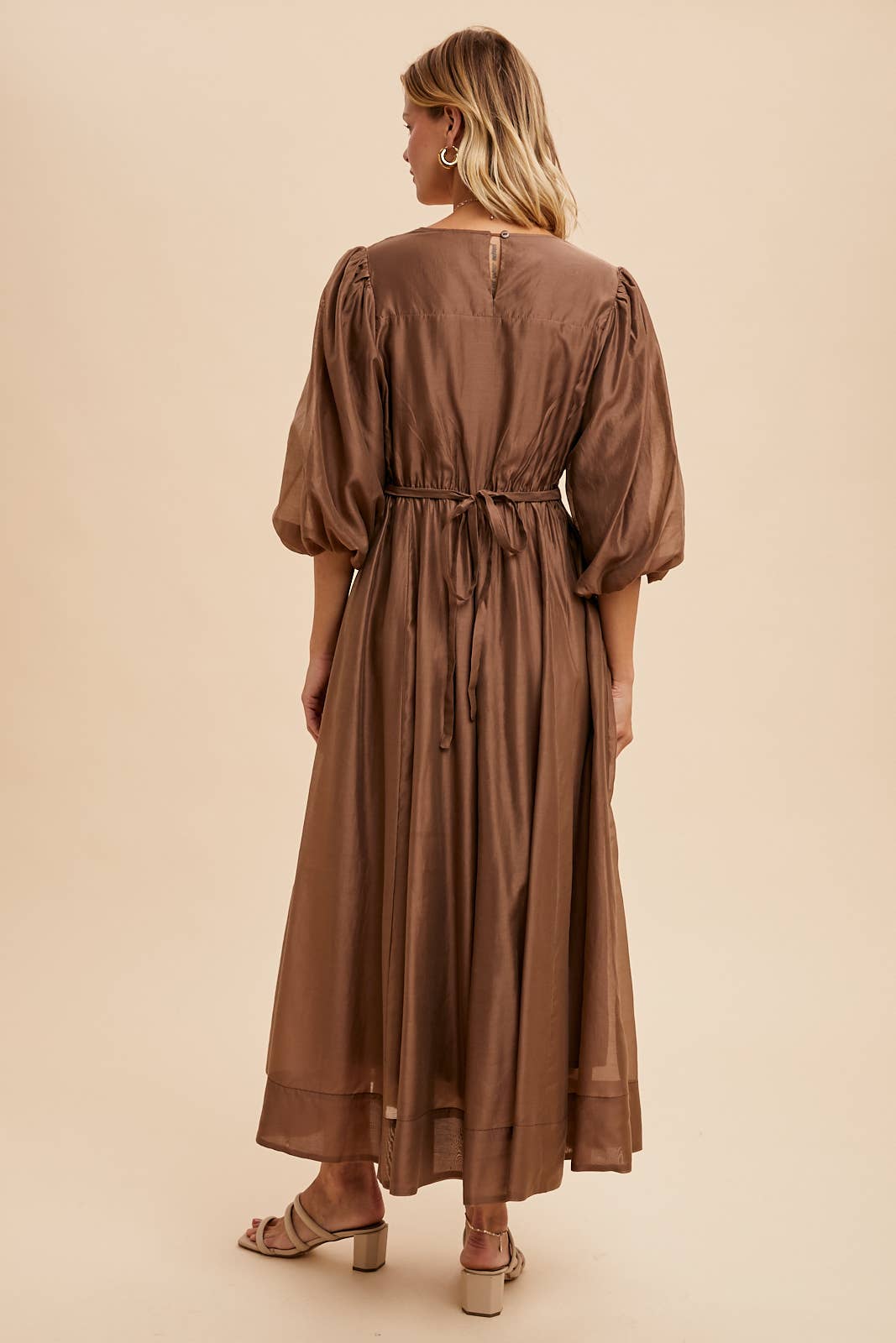 In Loom - Vente Robe – femme - Robe évasée en Tencel avec manches bouffantes2