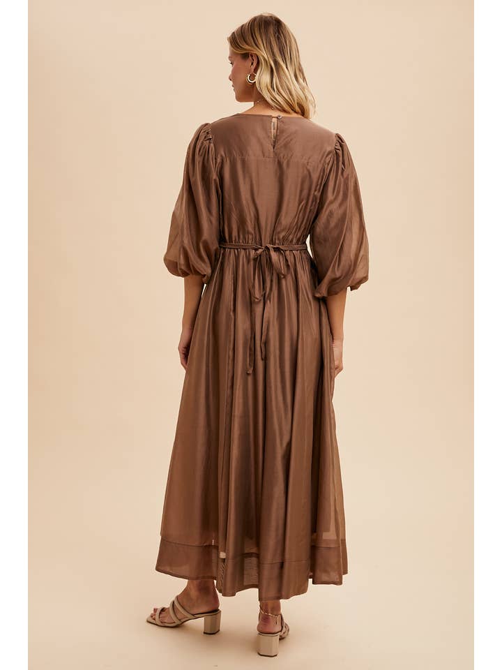In Loom - Vente Robe – femme - Robe évasée en Tencel avec manches bouffantes2