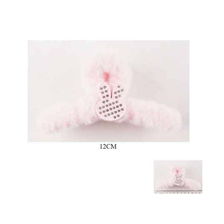 Sensibling Corp. - Wholesale Hair Clip - Women's - 12PCS - Bunny Accent Fuzzy Plush Fur Hair Claw Clips2