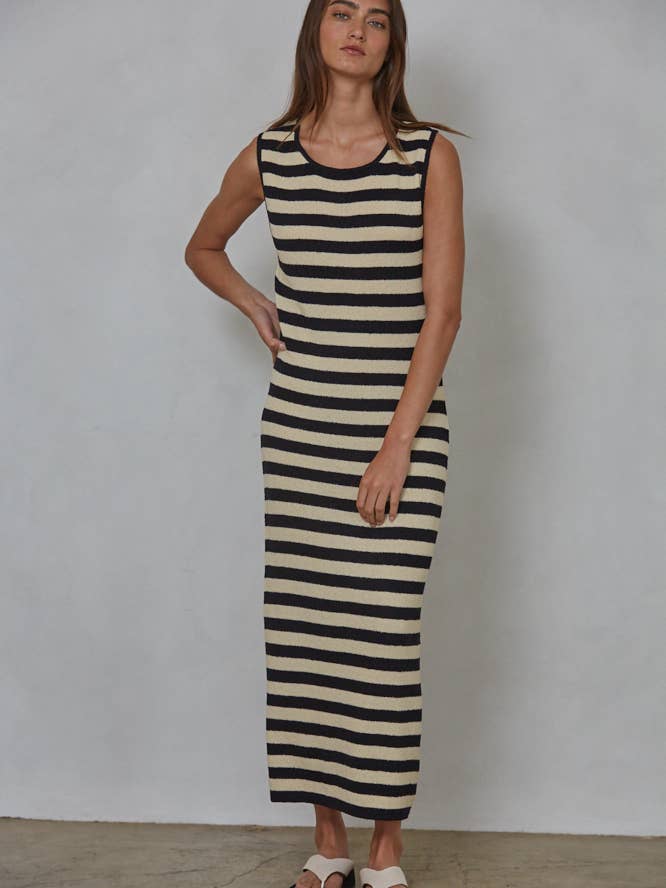 W1731 | Strickpullover Acryl Nylon Gestreift Ärmellos Maxi für den Großhandel von By Together