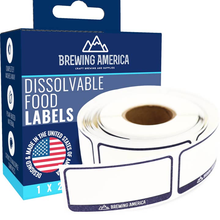 Brewing America - Wholesale Food/Beverage Label - Dissolvable Food Labels for Food Containers Glass, Plastic or Metal No Scrubbing, No Residue - Old Glory Blue