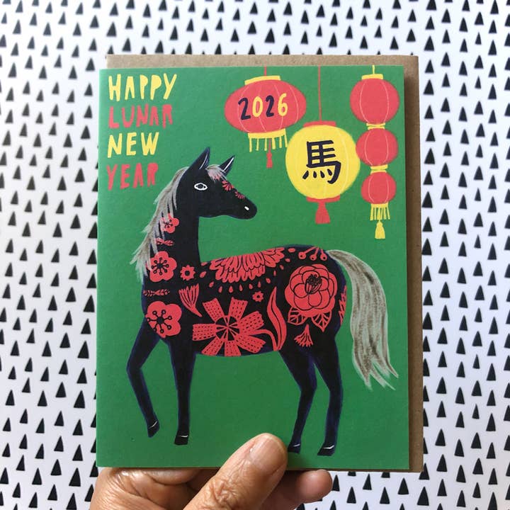 Honeyberry Studios - Wholesale Season's Greetings Card - 2026 Year of the Horse Lunar New Year Greeting Card 3