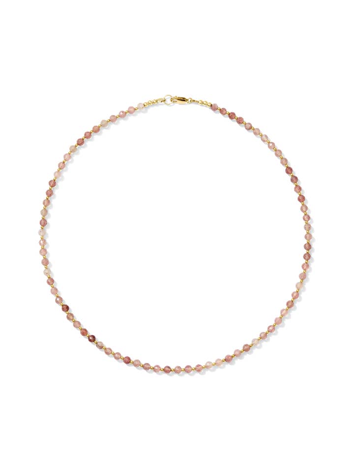 Elley Gemstone Halsband - 14K Guld Fyllning & Jordgubbs Kvarts för wholesale av Kaylie Dawn Jewelry