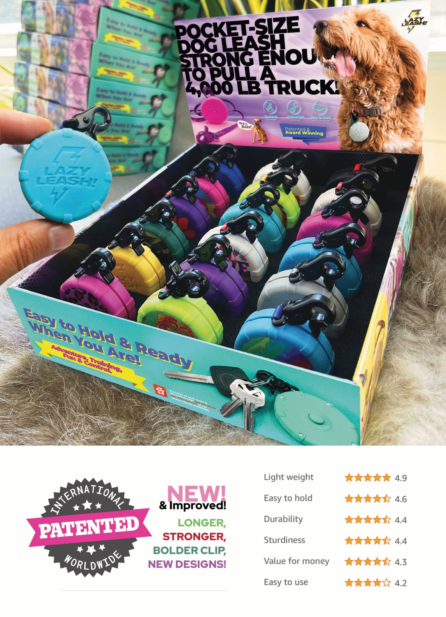 Lazy Leash! – Engroshandel Hundesnor - Hund – Ny og forbedret Lazy Leash! Sikker og nem 2pc strømpakkemix  10