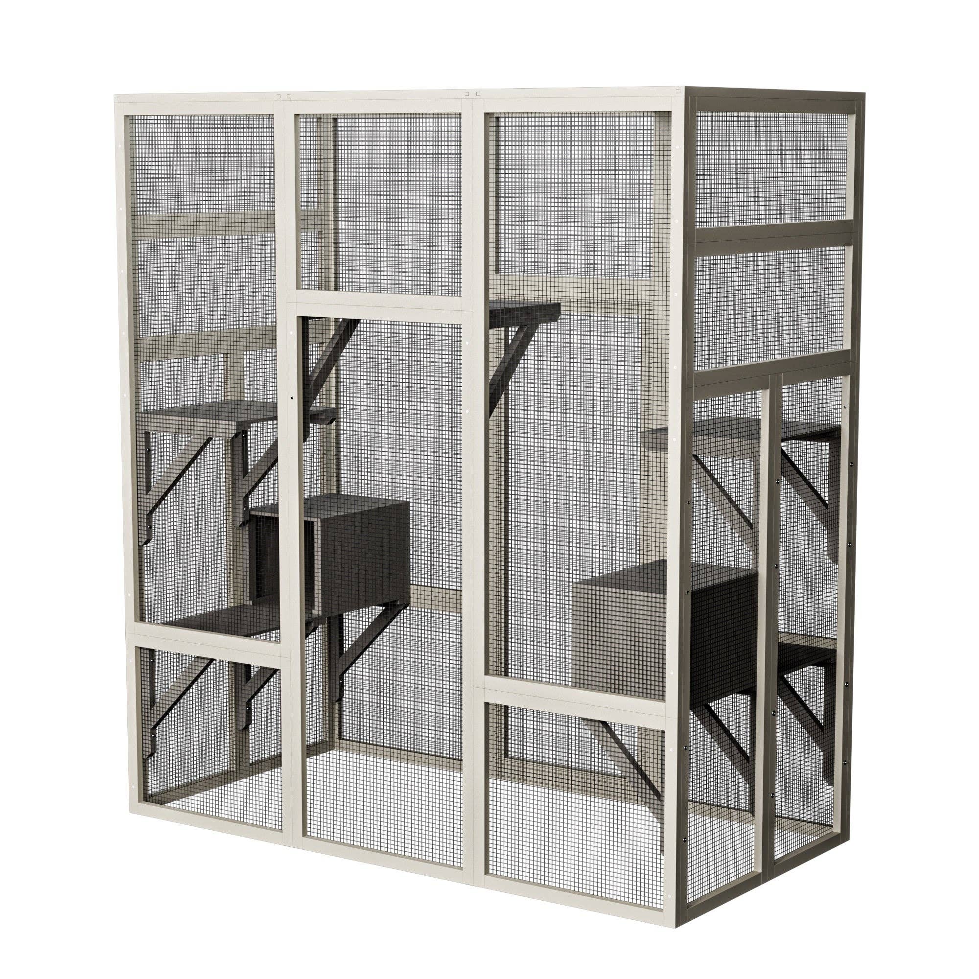 39F Inc. - Wholesale Pet Play Tunnel - Dog - 62.6in Large Outdoor Wooden Catio with Platforms & Boxes9