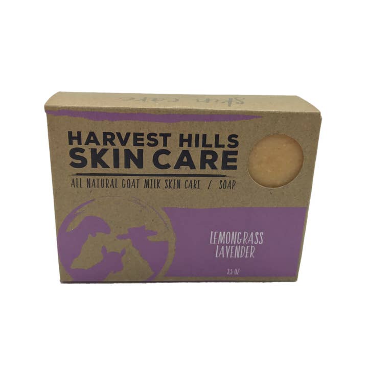 Lemongrass Lavender Goat Milk Soap for wholesale by Harvest Hills Skin Care, LLC
