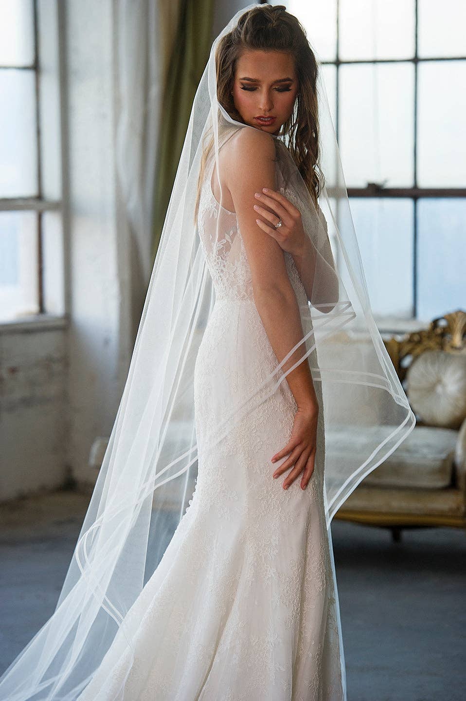 Ariel Taub - Wholesale Veil - Women's - 1805 Two-Row Horsehair Chapel Length Veil0