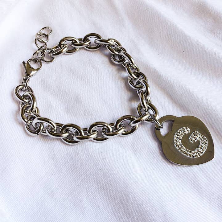 SILVER TAMARA ~ A to M Initials stainless Steel bracelet for wholesale on Faire4