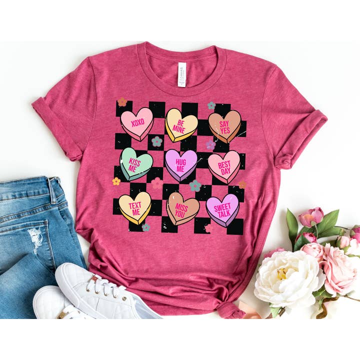 Kariertes Candy Hearts Shirt - Valentinstagshemd für den Großhandel von The Shirt Company