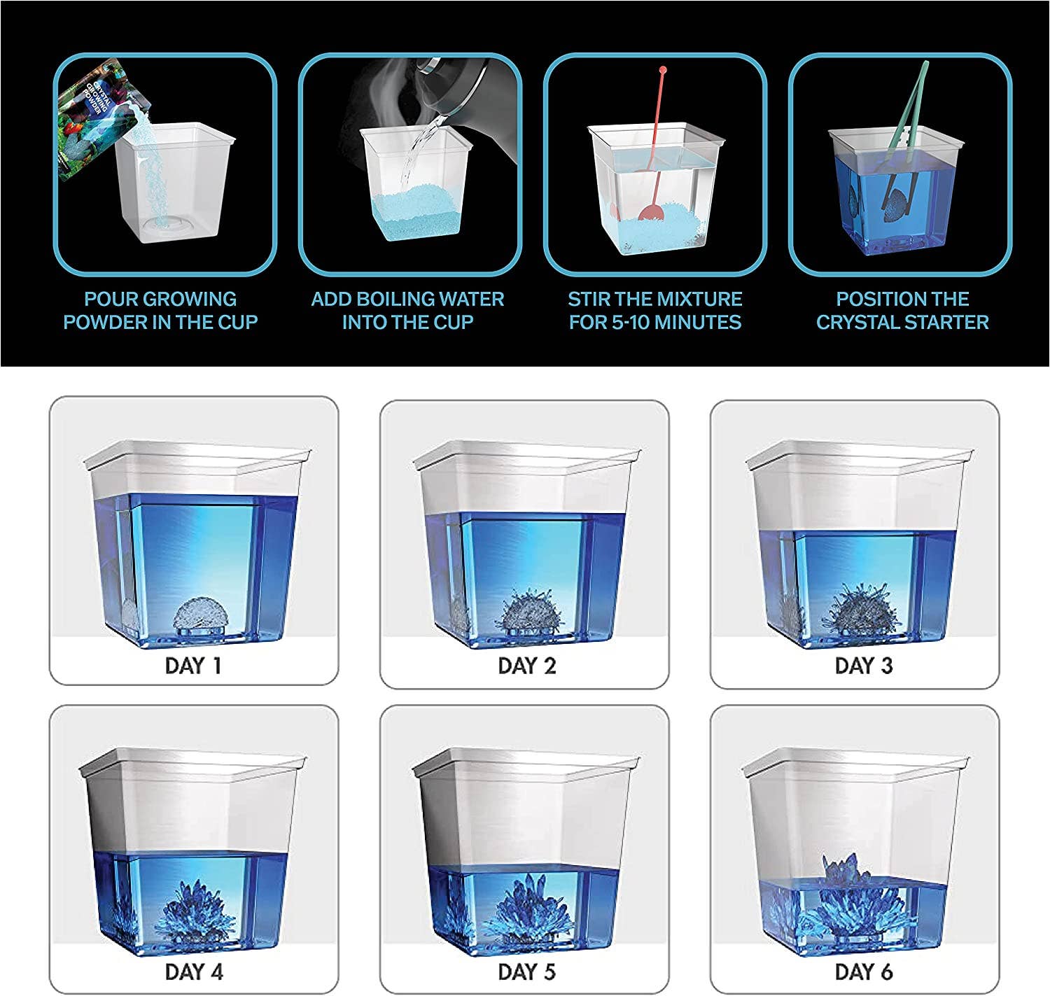 Dan&Darci – Kit de artesanato DIY - Criança por atacado – Kit de cultivo de cristais iluminados7