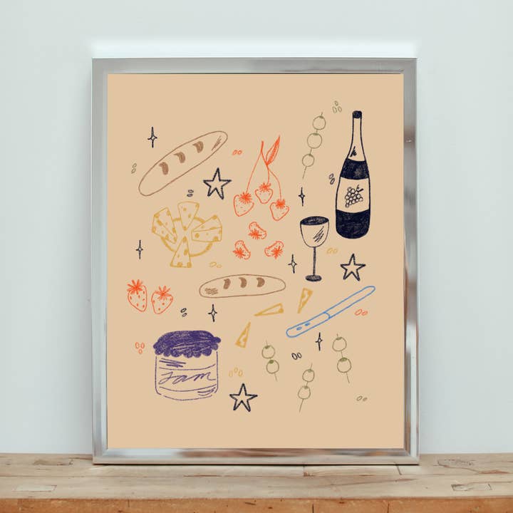 charcuterie art print for wholesale by VRUSSOART