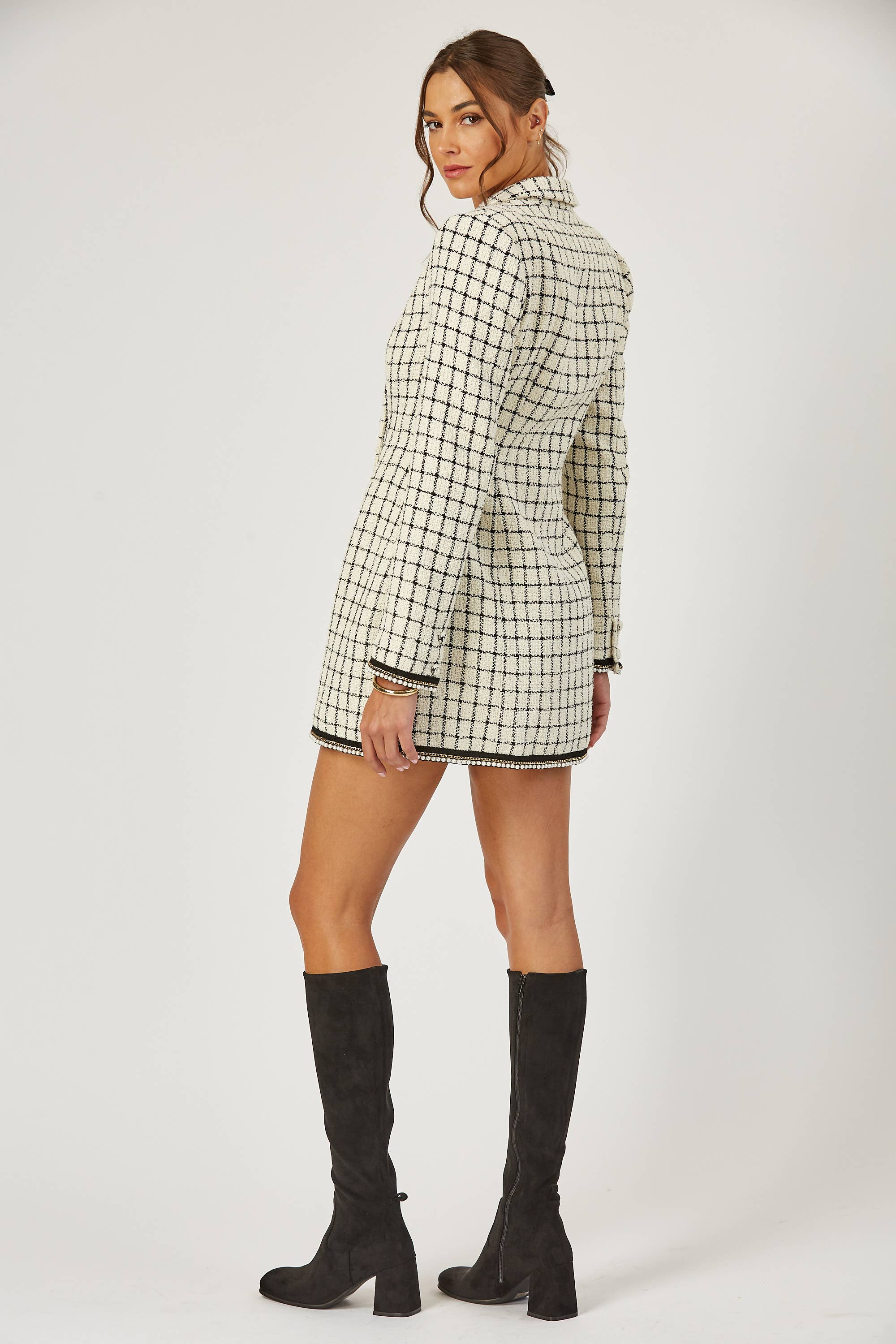 Isla Maude - Wholesale Dress - Women's - Cameron Tweed blazer dress2