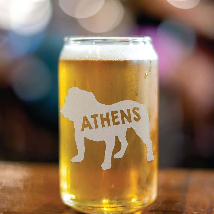 Bravo Glass - Wholesale Beer Glass/Mug - Athens Bulldog Been Can Glass. Athens GA