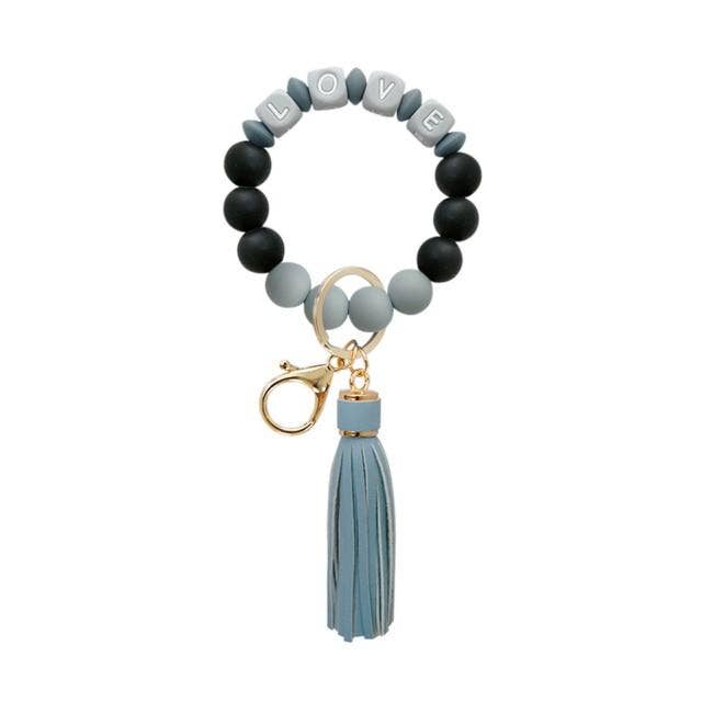 Sparkle Being - Wholesale Keychain Bracelet - LOVE Silicone Bracelet Beaded Bangle Wristlet Keychain
