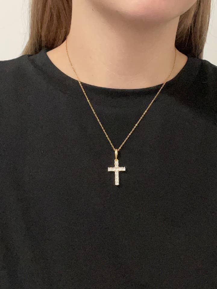 Womens Essential Gold Cross Necklace for wholesale by Silver & Bare