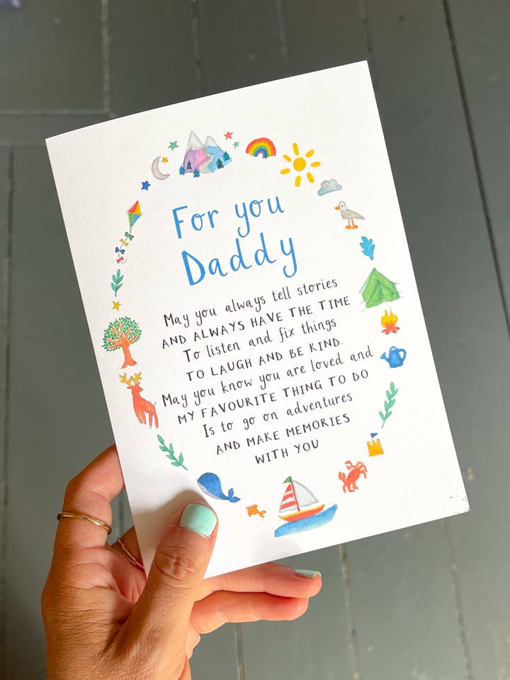 Til dig, far, fars dag digt hilsenkort for engroshandel hos Ruby and Rafe