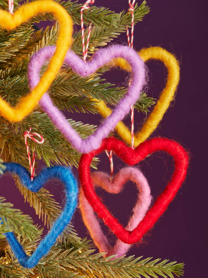 Set of 6 Felt Heart Decorations for wholesale by Namaste