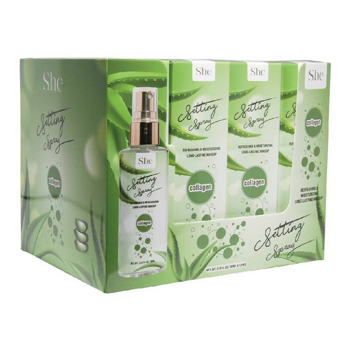 PINEAPPLE Beauty - Vente Fixateur de maquillage en spray/poudre fixatrice - Spray fixateur au collagène Makeup She SP1024, 12 pièces2