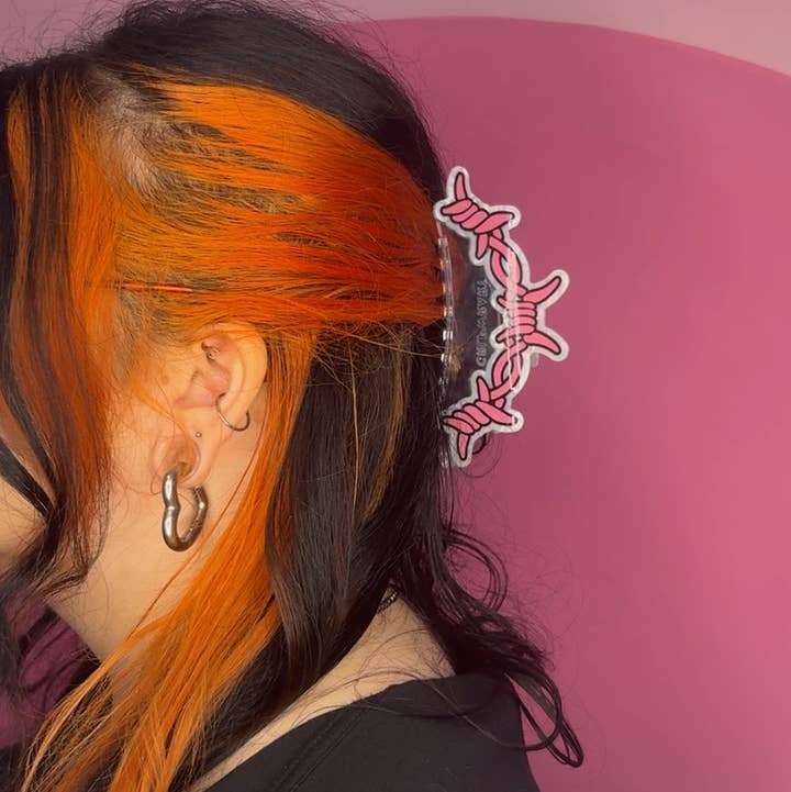 Grlpwr Art - Wholesale Hair Clip - Women's - Pink Barbed Wire Claw Clip (PREORDER)0