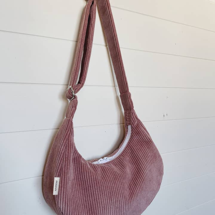 Lyserød fløjlscroissanttaske for engroshandel hos Peman