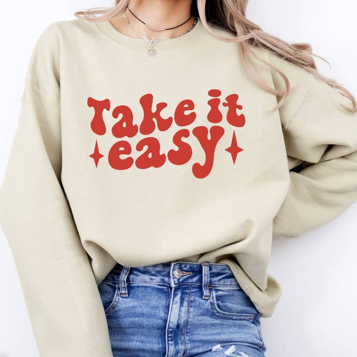 Take it Easy Crewneck Sweatshirt for wholesale by ChubbyBubbyBear