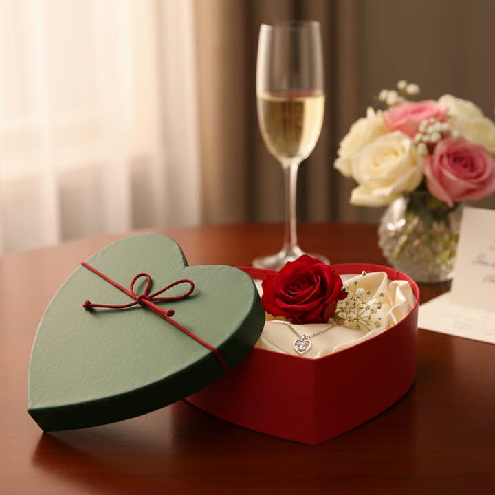 Emartbuy - Vendita all'ingrosso Confezioni regalo - Scatola regalo a forma di cuore di lusso rossa/verde - Singola (Taglie disponibili)4