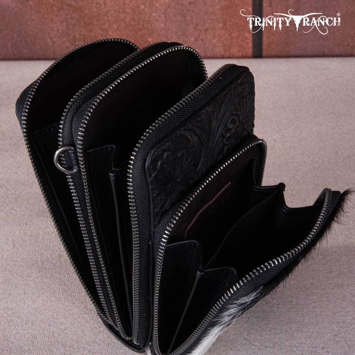 REMOVED BRAND - Wholesale Crossbody Bag - Women's - TR159 -183 Trinity Ranch Genuine Hair-On Cowhide /Tooled Collection Phone Purse with Coin Pouch53