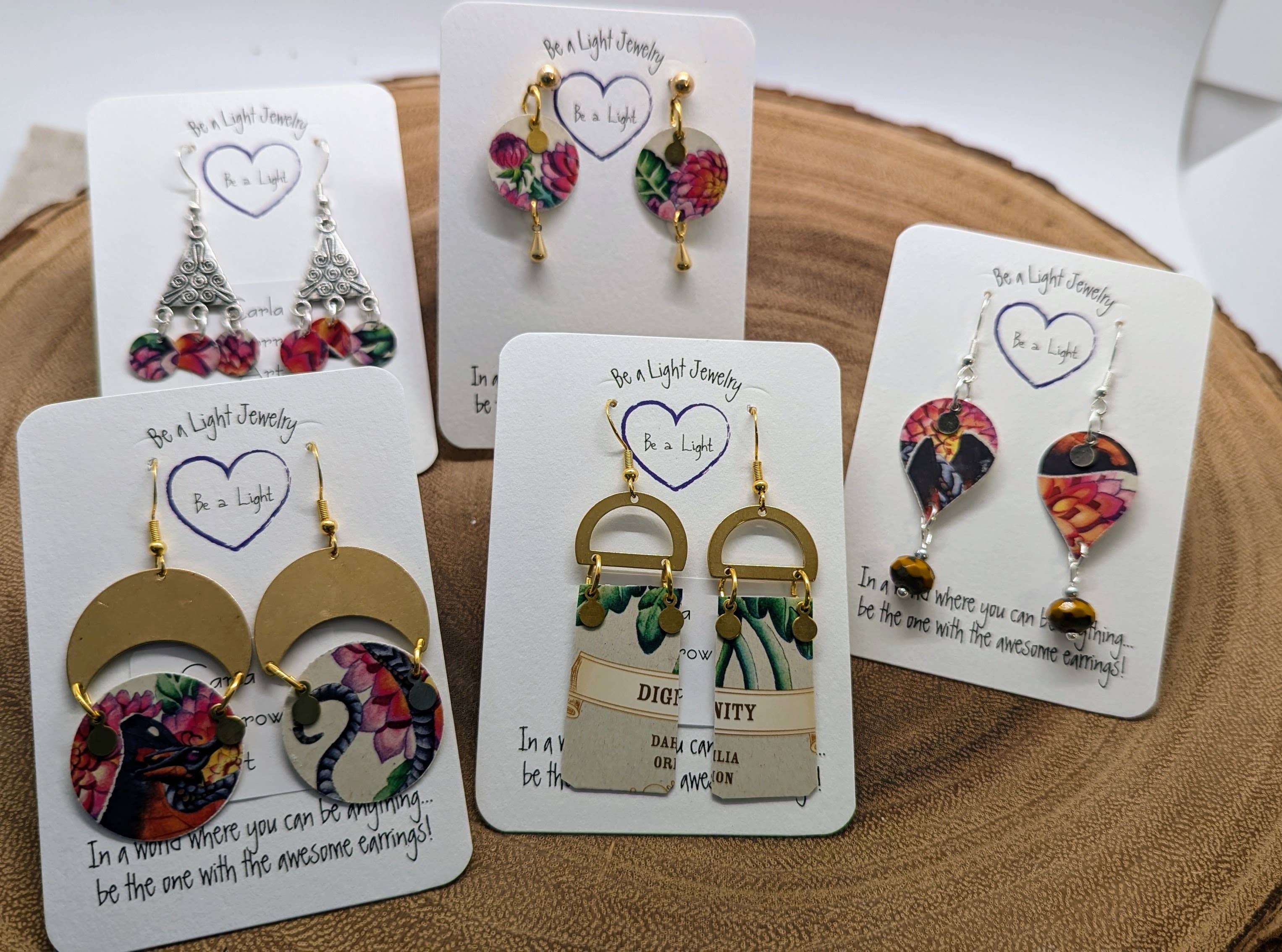 Be a Light Jewelry - Wholesale Dangle Earrings - Women's Art Earrings, Tarot artists, Spiritual, Upcycled4