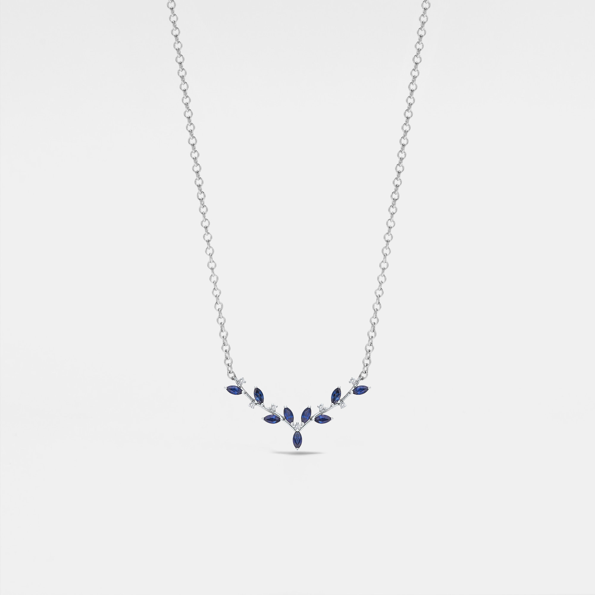 Perimade & Co. LLC - Wholesale Pendant/Charm Necklace - Blue Stone Deer Antler Charm Necklace in 925 Sterling Silver2